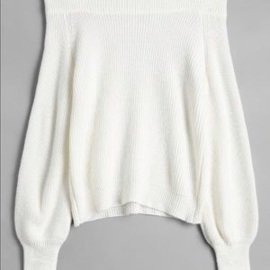 Off the shoulder white sweater